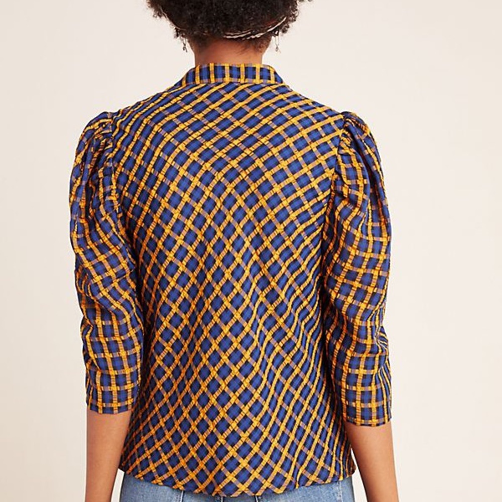 Anthropologie Eva Franco textured plaid blouse - Picture 3 of 4